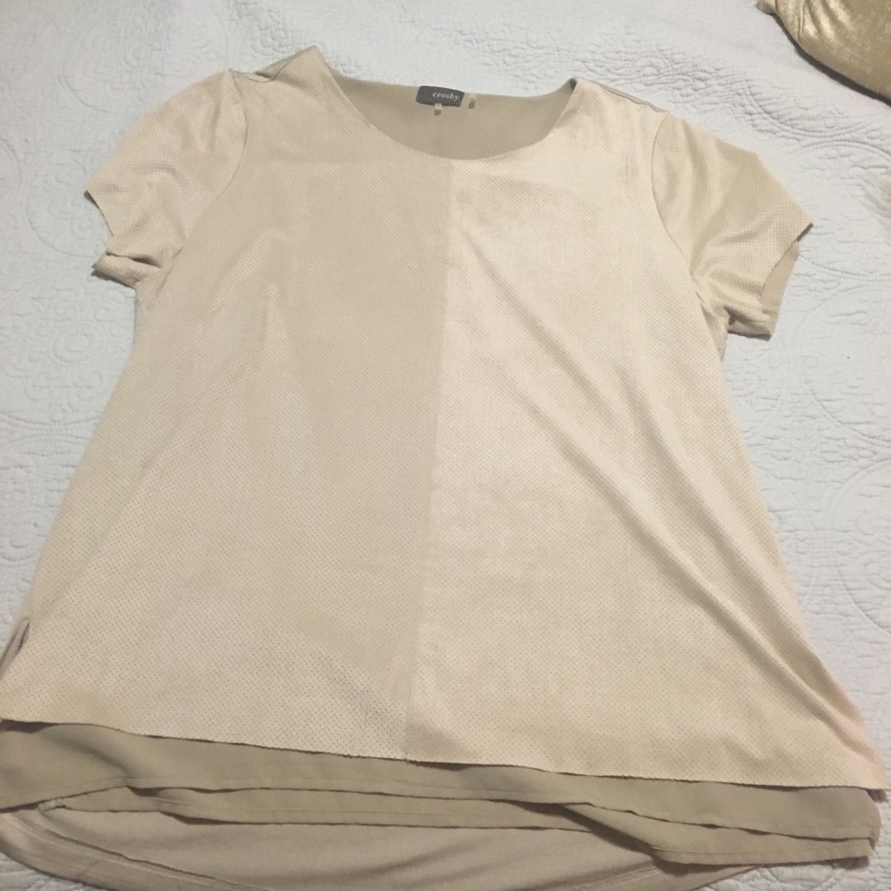 Tan microfiber blouse